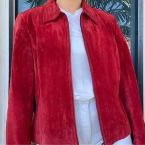 Liz Claiborne Red Suede Leather Jacket 12